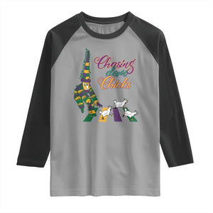 Funny Courir De Mardi Gras Raglan Shirt Chasing Dem Chicks Carnival TS11 Sport Gray Black Print Your Wear