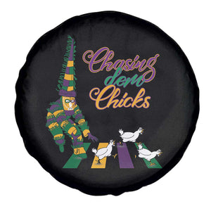 Funny Courir De Mardi Gras Spare Tire Cover Chasing Dem Chicks Carnival TS11 Print Your Wear