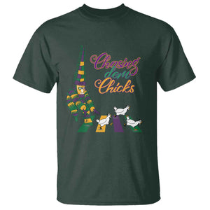 Funny Courir De Mardi Gras T Shirt Chasing Dem Chicks Carnival TS11 Dark Forest Green Print Your Wear