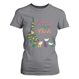 Funny Courir De Mardi Gras T Shirt For Women Chasing Dem Chicks Carnival TS11 Charcoal Print Your Wear