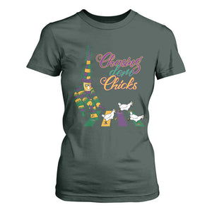 Funny Courir De Mardi Gras T Shirt For Women Chasing Dem Chicks Carnival TS11 Dark Forest Green Print Your Wear