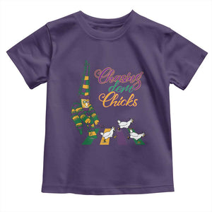Funny Courir De Mardi Gras Toddler T Shirt Chasing Dem Chicks Carnival TS11 Purple Print Your Wear