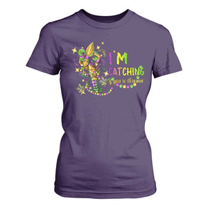 Funny I'm Catchin' If You're Throwin' Mardi Gras T Shirt For Women Crawfish Beads Fleur De Lys TS11 Purple Print Your Wear
