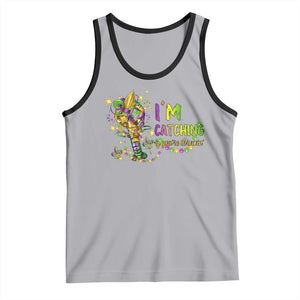 Funny I'm Catchin' If You're Throwin' Mardi Gras Tank Top Crawfish Beads Fleur De Lys TS11 Athletic Heather Black Print Your Wear
