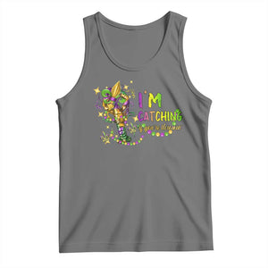 Funny I'm Catchin' If You're Throwin' Mardi Gras Tank Top Crawfish Beads Fleur De Lys TS11 Black Heather Print Your Wear