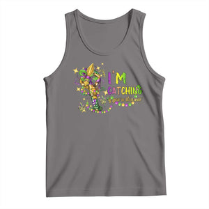 Funny I'm Catchin' If You're Throwin' Mardi Gras Tank Top Crawfish Beads Fleur De Lys TS11 Deep Heather Print Your Wear