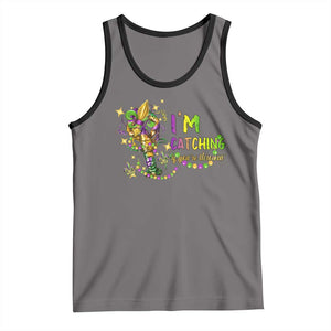 Funny I'm Catchin' If You're Throwin' Mardi Gras Tank Top Crawfish Beads Fleur De Lys TS11 Deep Heather Black Print Your Wear