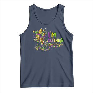 Funny I'm Catchin' If You're Throwin' Mardi Gras Tank Top Crawfish Beads Fleur De Lys TS11 Navy Print Your Wear