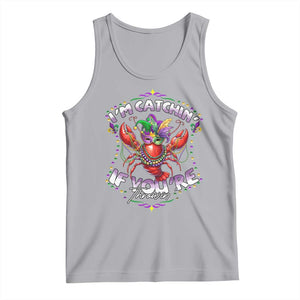 Funny I'm Catchin' If You're Throwin' Mardi Gras Tank Top Crawfish Beads Jester Hat TS11 Athletic Heather Print Your Wear
