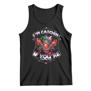 Funny I'm Catchin' If You're Throwin' Mardi Gras Tank Top Crawfish Beads Jester Hat TS11 Black Print Your Wear
