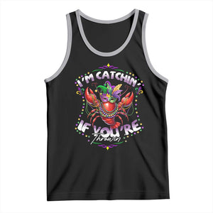 Funny I'm Catchin' If You're Throwin' Mardi Gras Tank Top Crawfish Beads Jester Hat TS11 Black Athletic Heather Print Your Wear