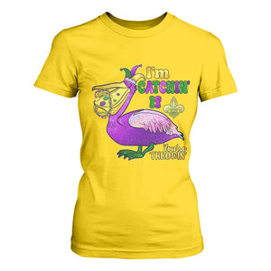 Funny Mardi Gras Pelican T Shirt For Women I'm Catchin' If You're Throwin' Beads Doubloons TS11 Daisy Print Your Wear