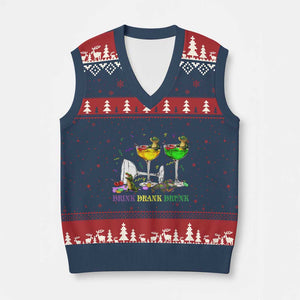 Funny Mardi Gras Drinking V-Neck Knit Sweater Vest Drink Drank Drunk Glass Of Wine Alligators TS11 Navy Red Print Your Wear
