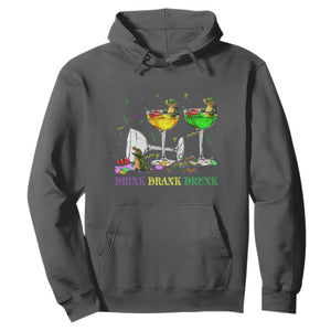 Funny Mardi Gras Drinking Hoodie Drink Drank Drunk Glass Of Wine Alligators TS11 Dark Heather Print Your Wear