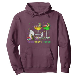 Funny Mardi Gras Drinking Hoodie Drink Drank Drunk Glass Of Wine Alligators TS11 Maroon Print Your Wear