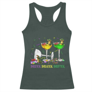 Funny Mardi Gras Drinking Racerback Tank Top Drink Drank Drunk Glass Of Wine Alligators TS11 Dark Forest Green Print Your Wear