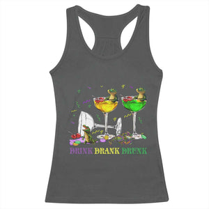 Funny Mardi Gras Drinking Racerback Tank Top Drink Drank Drunk Glass Of Wine Alligators TS11 Dark Heather Print Your Wear