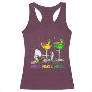 Funny Mardi Gras Drinking Racerback Tank Top Drink Drank Drunk Glass Of Wine Alligators TS11 Maroon Print Your Wear