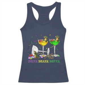 Funny Mardi Gras Drinking Racerback Tank Top Drink Drank Drunk Glass Of Wine Alligators TS11 Navy Print Your Wear