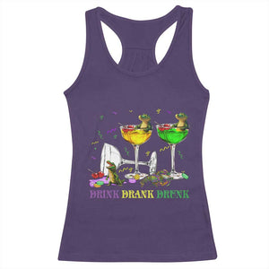 Funny Mardi Gras Drinking Racerback Tank Top Drink Drank Drunk Glass Of Wine Alligators TS11 Purple Print Your Wear