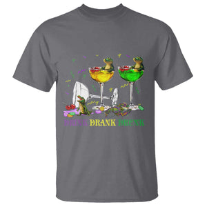 Funny Mardi Gras Drinking T Shirt Drink Drank Drunk Glass Of Wine Alligators TS11 Charcoal Print Your Wear