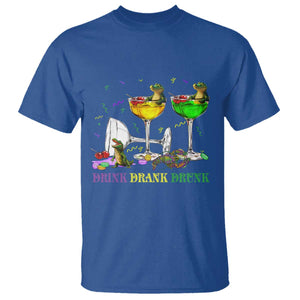 Funny Mardi Gras Drinking T Shirt Drink Drank Drunk Glass Of Wine Alligators TS11 Royal Blue Print Your Wear