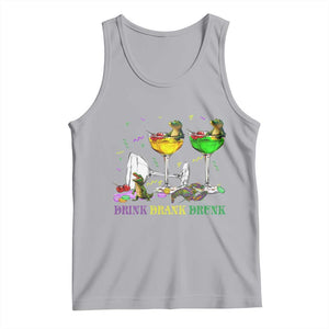 Funny Mardi Gras Drinking Tank Top Drink Drank Drunk Glass Of Wine Alligators TS11 Athletic Heather Print Your Wear