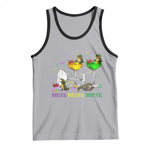 Funny Mardi Gras Drinking Tank Top Drink Drank Drunk Glass Of Wine Alligators TS11 Athletic Heather Black Print Your Wear