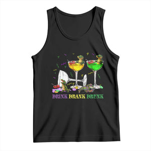 Funny Mardi Gras Drinking Tank Top Drink Drank Drunk Glass Of Wine Alligators TS11 Black Print Your Wear