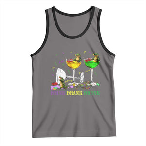 Funny Mardi Gras Drinking Tank Top Drink Drank Drunk Glass Of Wine Alligators TS11 Deep Heather Black Print Your Wear