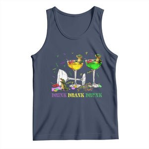 Funny Mardi Gras Drinking Tank Top Drink Drank Drunk Glass Of Wine Alligators TS11 Navy Print Your Wear