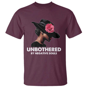 Funny African American T Shirt Unbothered By Negative Souls TS11 Maroon Print Your Wear