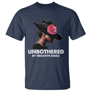 Funny African American T Shirt Unbothered By Negative Souls TS11 Navy Print Your Wear