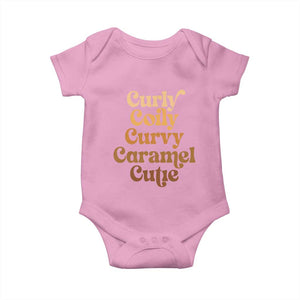 Afro Black Hair Melanin Baby Onesie Curly Coily Curvy Caramel Cutie TS11 Light Pink Print Your Wear