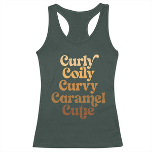 Afro Black Hair Melanin Racerback Tank Top Curly Coily Curvy Caramel Cutie TS11 Dark Forest Green Print Your Wear