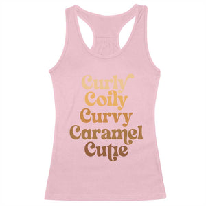 Afro Black Hair Melanin Racerback Tank Top Curly Coily Curvy Caramel Cutie TS11 Light Pink Print Your Wear