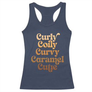 Afro Black Hair Melanin Racerback Tank Top Curly Coily Curvy Caramel Cutie TS11 Navy Print Your Wear
