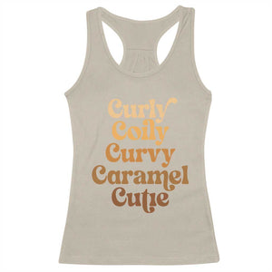 Afro Black Hair Melanin Racerback Tank Top Curly Coily Curvy Caramel Cutie TS11 Sand Print Your Wear