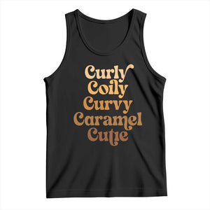 Afro Black Hair Melanin Tank Top Curly Coily Curvy Caramel Cutie TS11 Black Print Your Wear