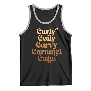 Afro Black Hair Melanin Tank Top Curly Coily Curvy Caramel Cutie TS11 Black Athletic Heather Print Your Wear