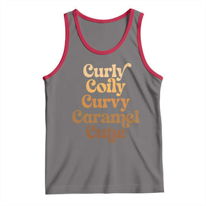 Afro Black Hair Melanin Tank Top Curly Coily Curvy Caramel Cutie TS11 Deep Heather Red Print Your Wear