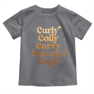Afro Black Hair Melanin Toddler T Shirt Curly Coily Curvy Caramel Cutie TS11 Charcoal Print Your Wear