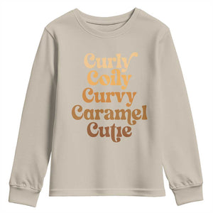 Afro Black Hair Melanin Youth Sweatshirt Curly Coily Curvy Caramel Cutie TS11 Sand Print Your Wear