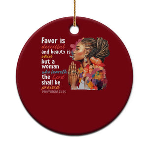 Christian African American Ceramic Ornament Favor Is Deceitful And Beauty Is Vain TS11 1pc Red Print Your Wear