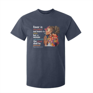 Christian African American T Shirt For Kid Favor Is Deceitful And Beauty Is Vain TS11 Navy Print Your Wear