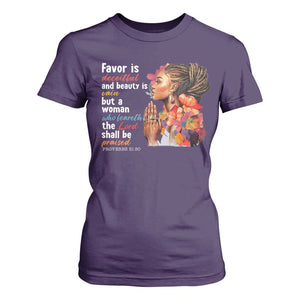 Christian African American T Shirt For Women Favor Is Deceitful And Beauty Is Vain TS11 Purple Print Your Wear