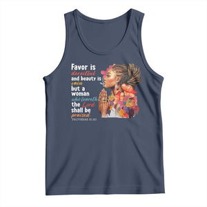 Christian African American Tank Top Favor Is Deceitful And Beauty Is Vain TS11 Navy Print Your Wear