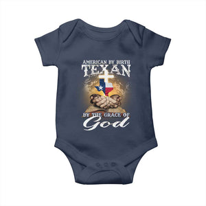 American Texan Jesus Baby Onesie American By Birth Texan By The Grace Of God TS11 Navy Print Your Wear