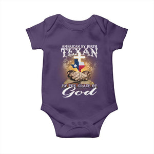 American Texan Jesus Baby Onesie American By Birth Texan By The Grace Of God TS11 Purple Print Your Wear