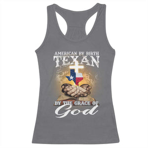American Texan Jesus Racerback Tank Top American By Birth Texan By The Grace Of God TS11 Charcoal Print Your Wear